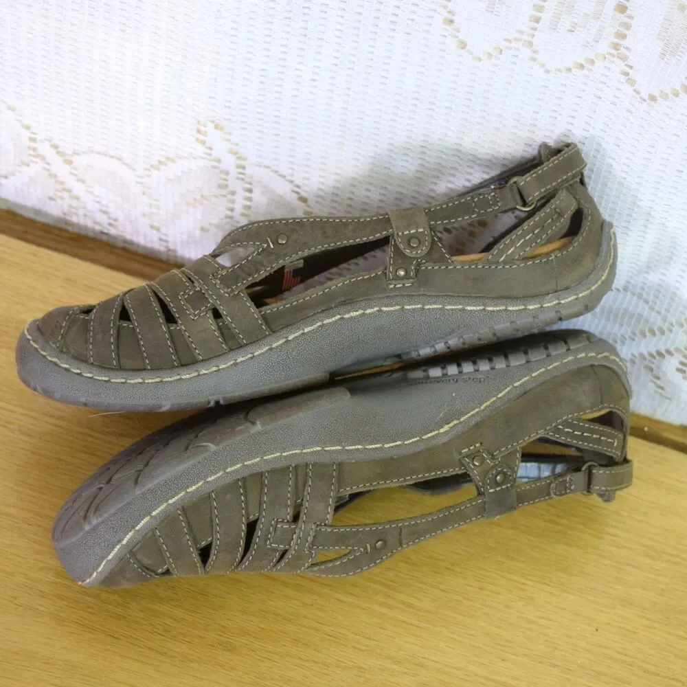 Earth Womens Sz 7 Leather Instinct Sandals Seagrass Green Kalso Walking Granola